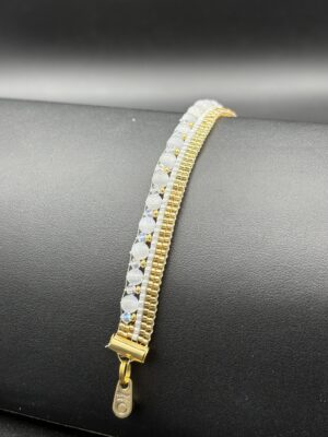 Mother of Pearl, Swarovski Crystals, Gold and White Delicas by Nancy Leicht NanC42