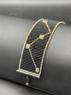 Abstract Gold and Black Lines on Black by Nancy Leicht NanC47