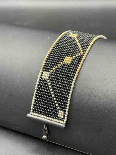 Abstract Gold and Black Lines on Black by Nancy Leicht NanC47