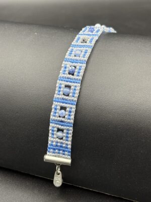 Blue and Crystal Seed Beads with Blue and White Agate by Nancy Leicht NanC48