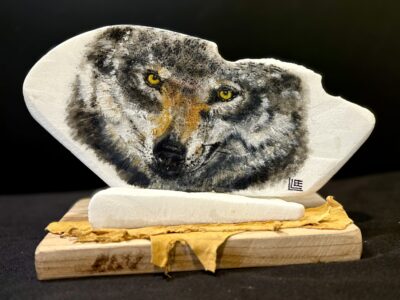 Red Wolf with Leather by Leanne Lee