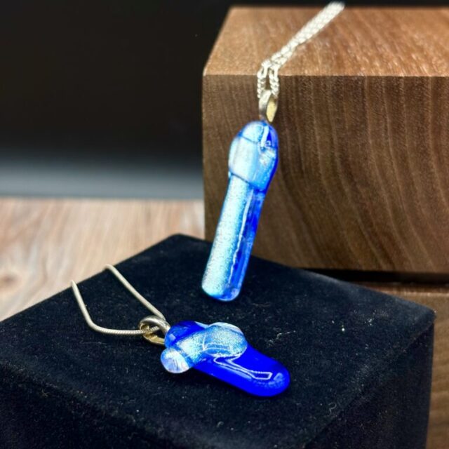 Sterling Silver Necklace with Fused Glass Pendant by Karen Puckett