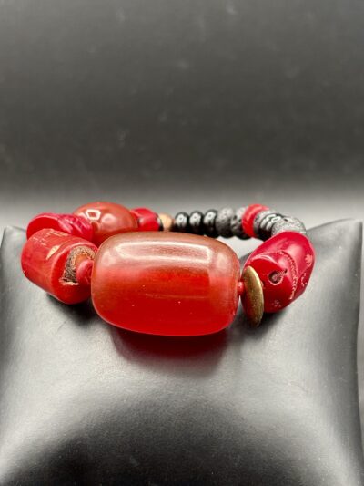 Coral and Lava Stretch Bracelet by Smokey Cruz
