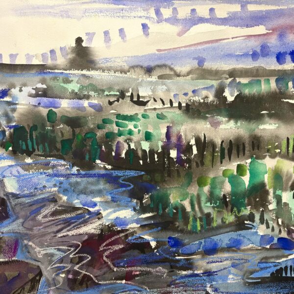 Landscape in Blues and Greens by Myrna Harrison