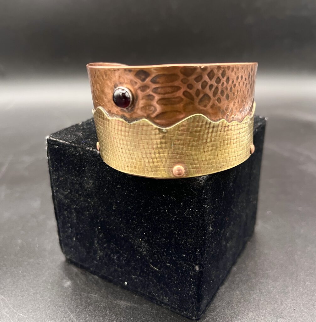 Garnet Copper and Brass Bracelet LP-B3 by Leonor Pisano