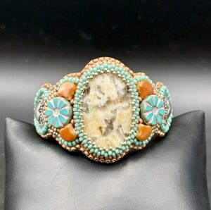 Petrified Palm Root Leather Cuff C24 by Sue Horine