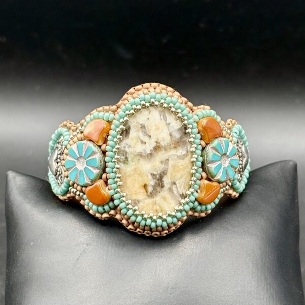 Petrified Palm Root Leather Cuff C24 by Sue Horine