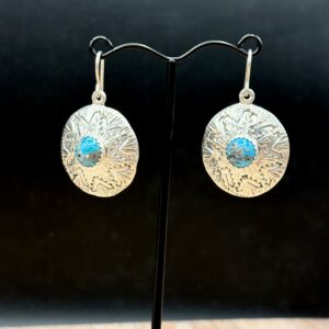 Sterling Silver Basket Earrings with Turquoise by Tom Yazzie TYE-641