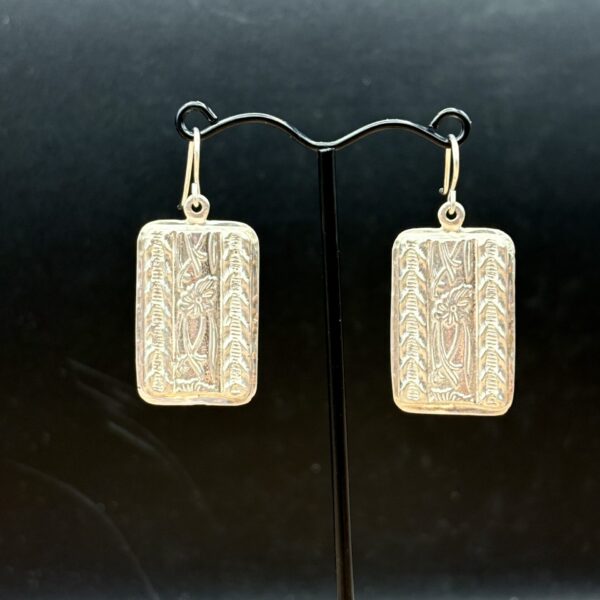 Sterling Rectangular Floral Earrings by Tom Yazzie TYE-897