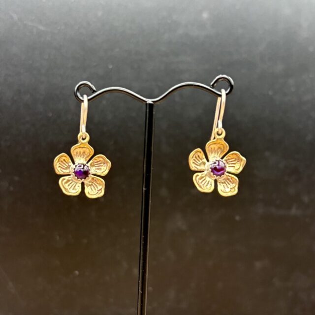 Bronze 5-Petal Flower Earrings with Paua Shell by Tom Yazzie TYE-906
