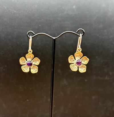 Bronze 5-Petal Flower Earrings with Paua Shell by Tom Yazzie TYE-906