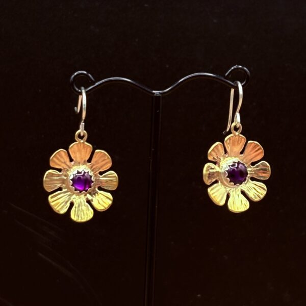 Bronze Flower Earrings with Paua Shells by Tom Yazzie TYE-725