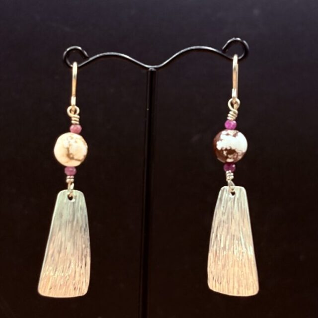 Sterling Waterfall Earrings with Jasper and Ruby by Tom Yazzie TYE-838