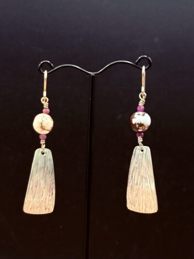 Sterling Waterfall Earrings with Jasper and Ruby by Tom Yazzie TYE-838