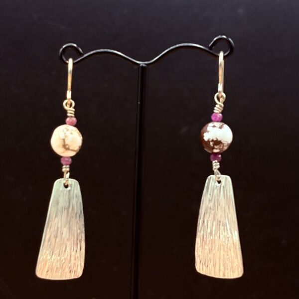 Sterling Waterfall Earrings with Jasper and Ruby by Tom Yazzie TYE-838