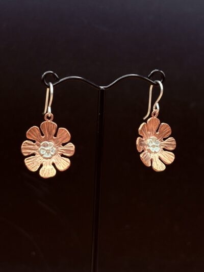 Red Bronze Flower Earrings with Sterling Accent by Tom Yazzie TYE-860