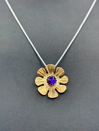 Bronze Flower Pendant with Paua Shell by Tom Yazzie TYP771