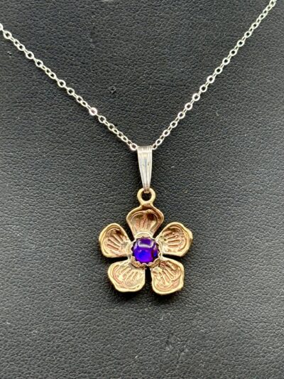 Bronze 5-Petal Flower with Paua Shell Pendant by Tom Yazzie TYP927