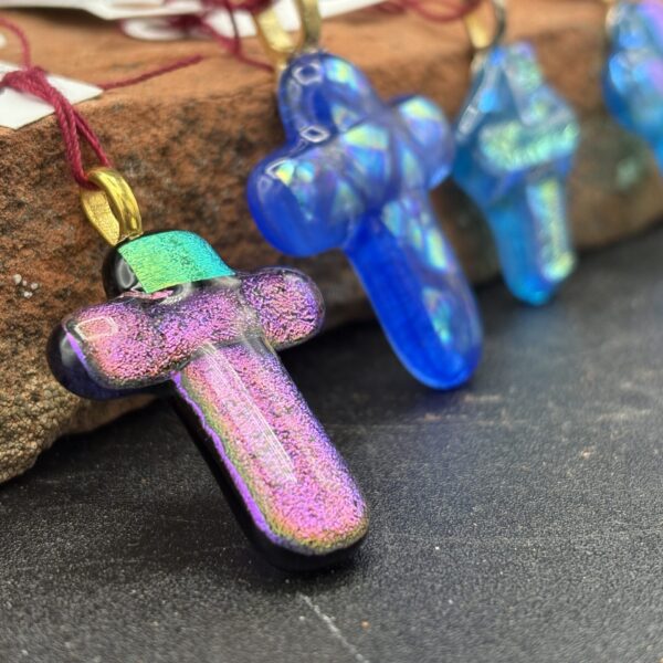 Fused Glass Cross Pendant by Karen Puckett