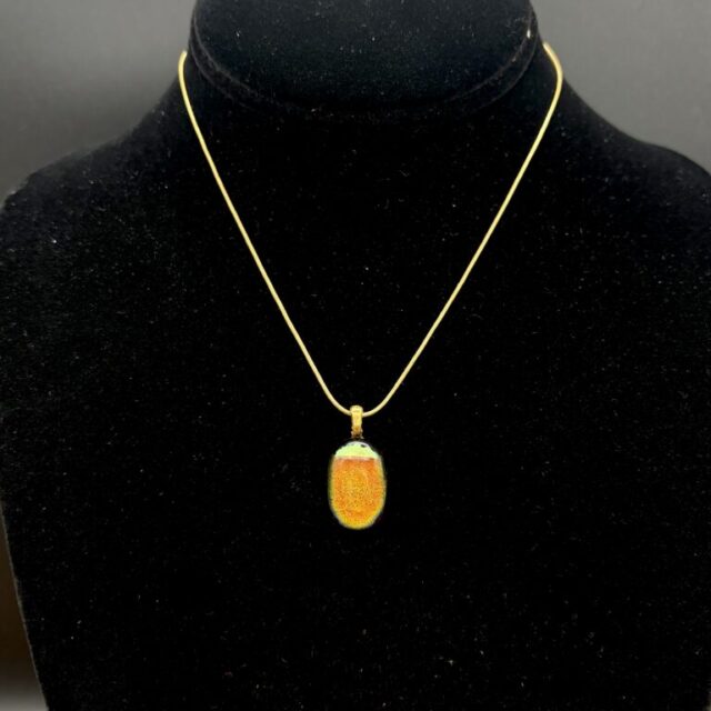 Fused Glass Pendant w/Gold Chain by Karen Puckett