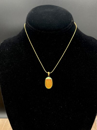 Fused Glass Pendant w/Gold Chain by Karen Puckett