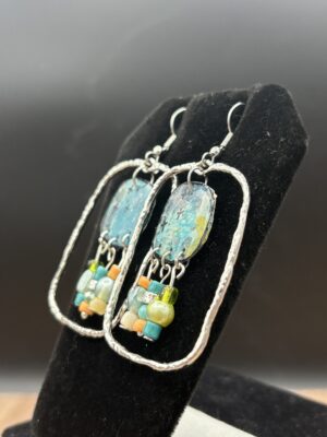 Blue with Inside Silver Tone Rectangle by Sharon Gilham SCS305E