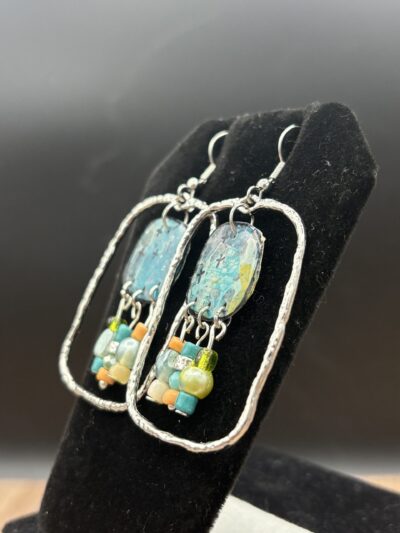 Blue with Inside Silver Tone Rectangle by Sharon Gilham SCS305E