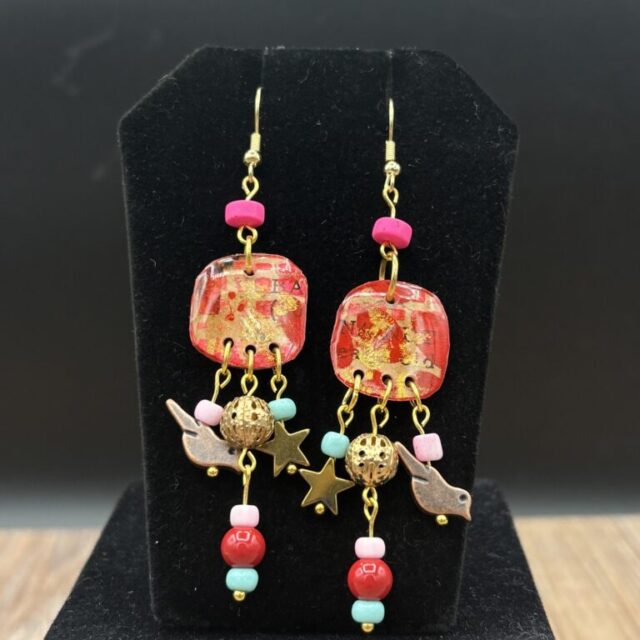 Pink and Red with Bird and Star Bead by Sharon Gilham SCS306E