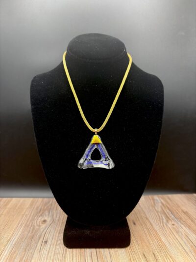Fused Glass Triangle Pendant with Chain by Karen Puckett