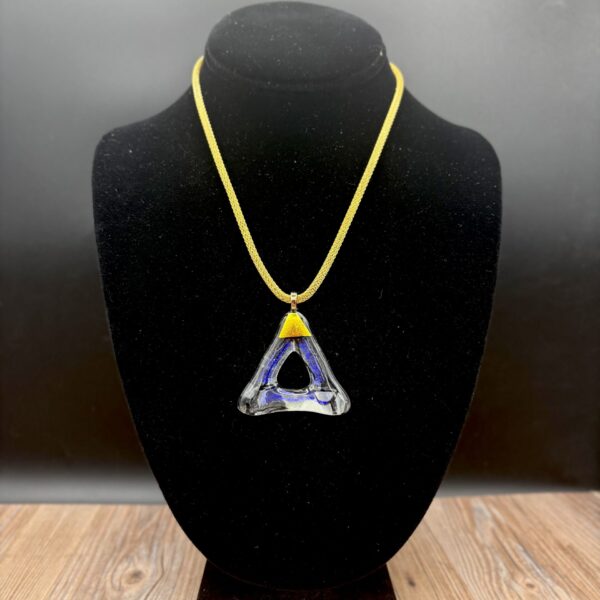 Fused Glass Triangle Pendant with Chain by Karen Puckett