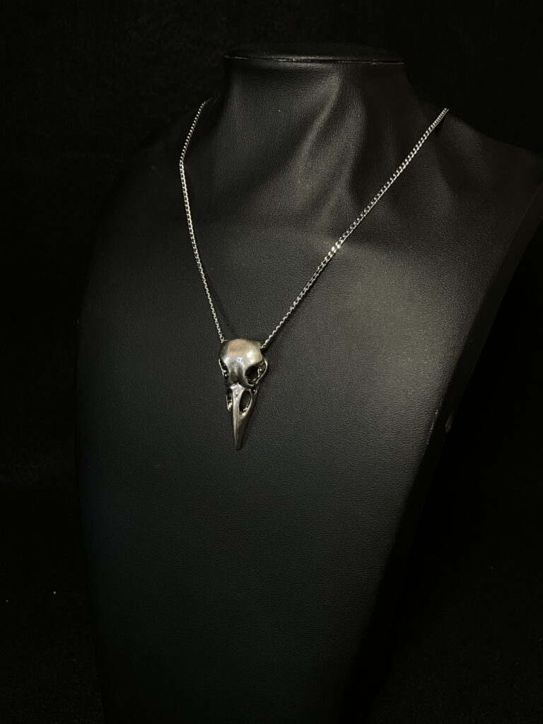 Pewter Raven Skull Necklace by Deanne McKeown DMK7030