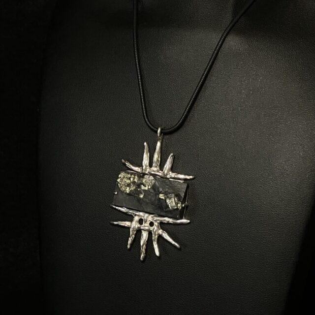 Slate and Iron Pyrite Necklace by Deanne McKeown