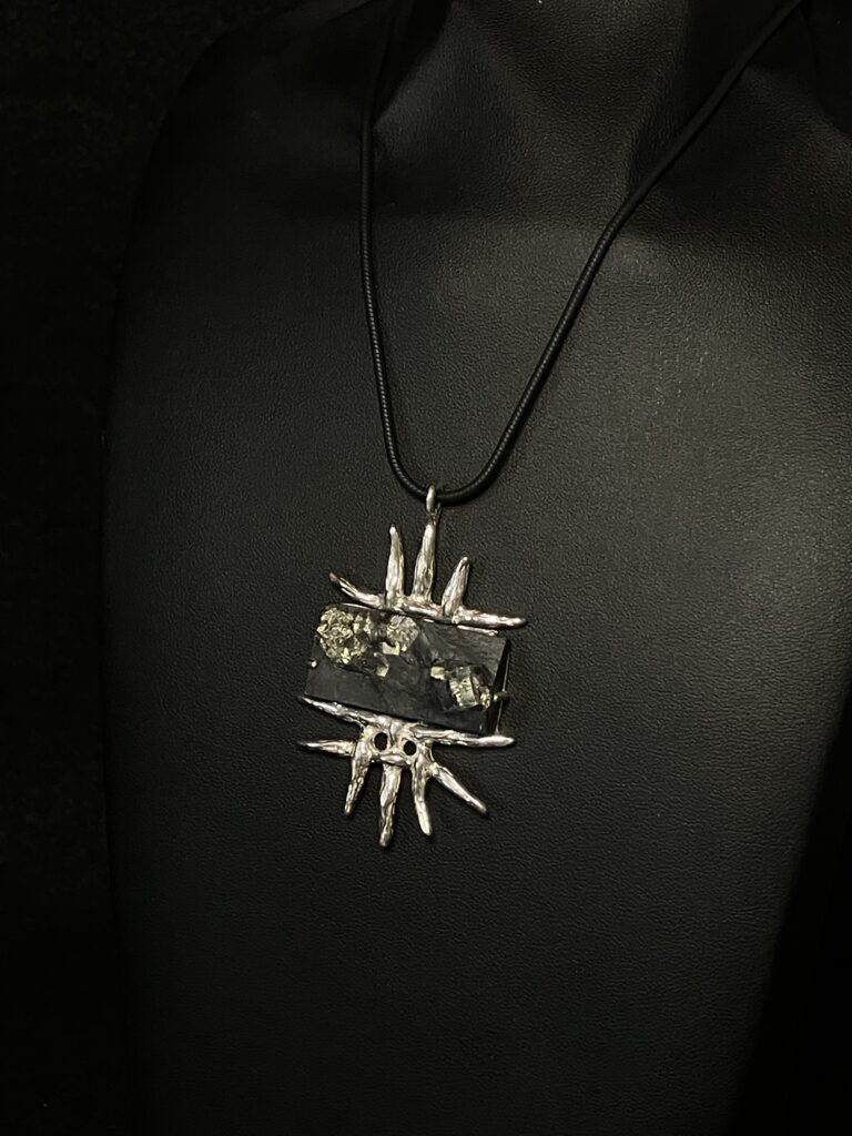 Slate and Iron Pyrite Necklace by Deanne McKeown