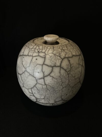 Tall Lidded Raku by Jeff Perkins