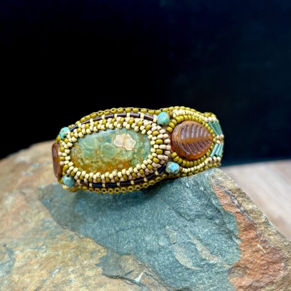 Rainforest Jasper Cuff on Leather by Sue Horine C27
