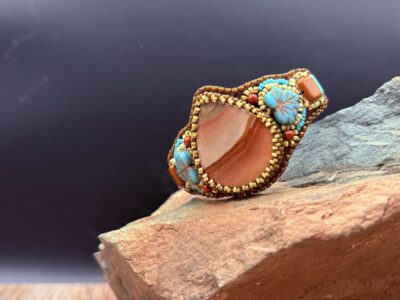 Polychrome Jasper Cuff on Leather by Sue Horine C28