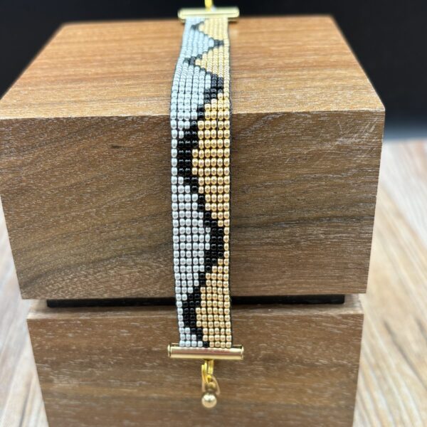 Wave Gold Silver and Black Bracelet by Nancy Leicht NAN326.11