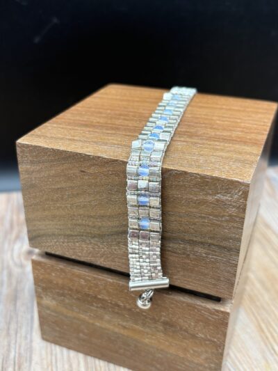 Silver Cubes with Opalite Gemstones Magnetic Clasp by Nancy Leicht NAN326.2