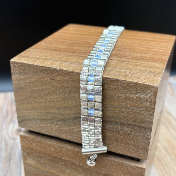 Silver Cubes with Opalite Gemstones Magnetic Clasp by Nancy Leicht NAN326.2