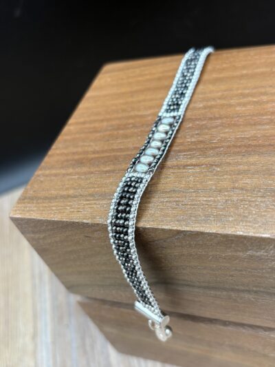 Black Silver Border Gray Pearl by Nancy Leicht NAN326.4