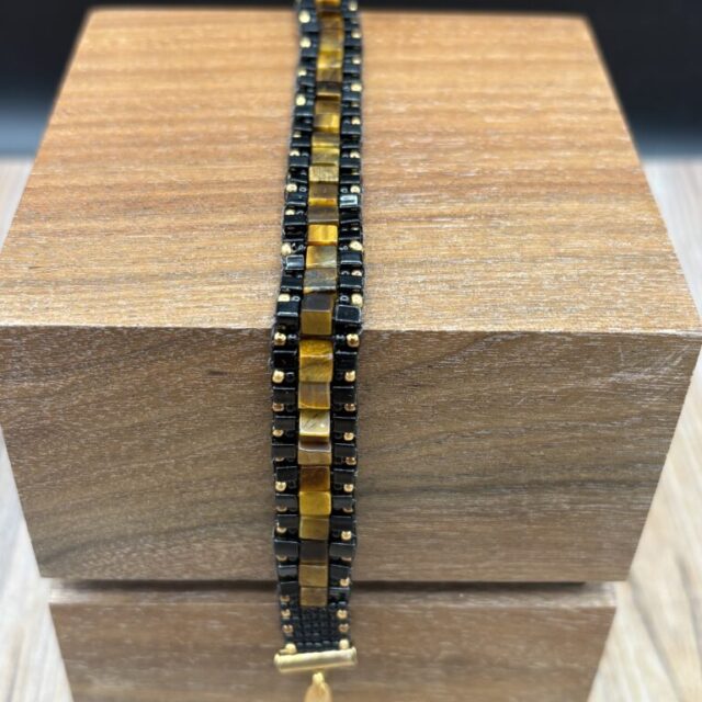 Matte Black Cubes with Tiger’s Eye Cubes by Nancy Leicht NAN326.8