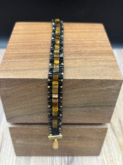 Matte Black Cubes with Tiger's Eye Cubes by Nancy Leicht NAN326.8