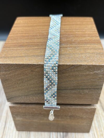 Trio of Blues with Gold and Silver Bracelet by Nancy Leicht NAN326.9