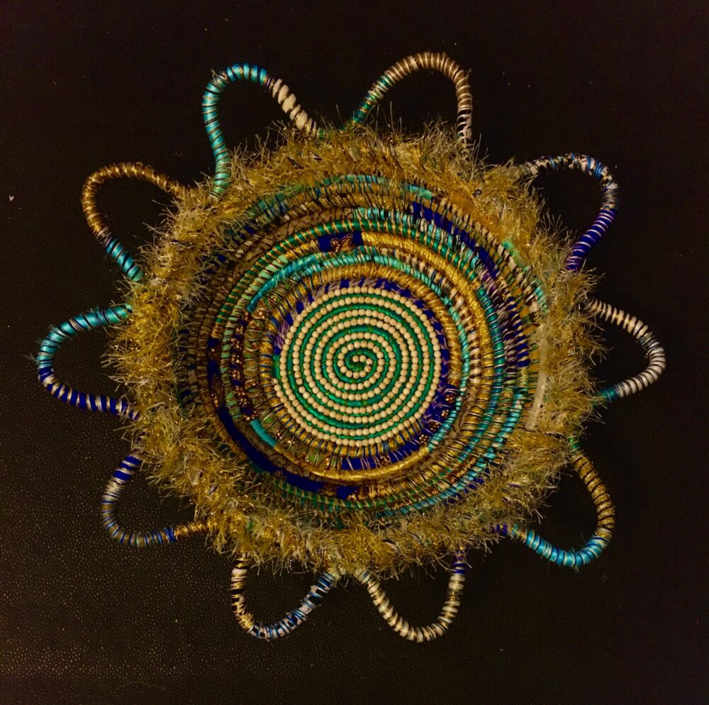 Vicki ASsegued coil basket blue brown