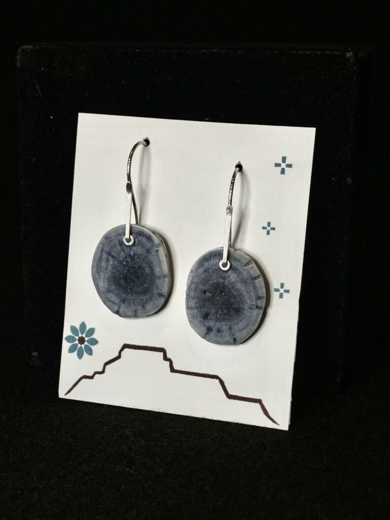 Denim Natural Blue Sponge Coral Earrings by Nancy Foo