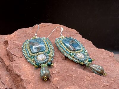 Apatite with Glass Dangle Earrings by Sue Horine SHE64