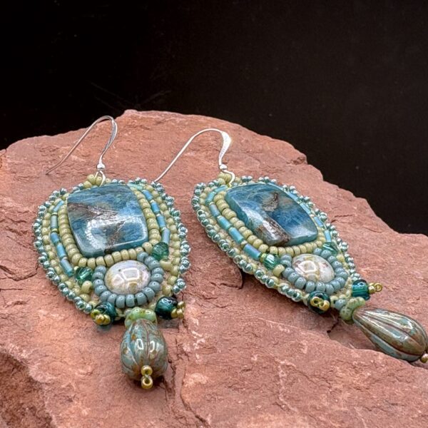 Apatite with Glass Dangle Earrings by Sue Horine SHE64