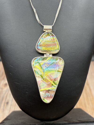 Double Silver Bezel Pendant w/chain by Karen Puckett