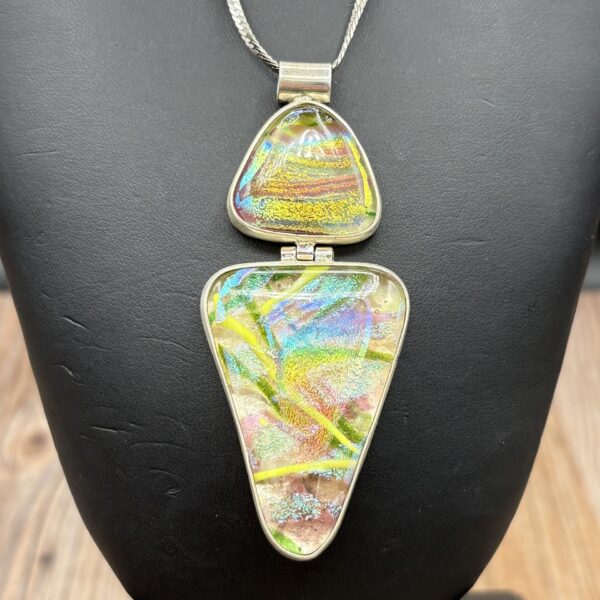 Double Silver Bezel Pendant w/chain by Karen Puckett