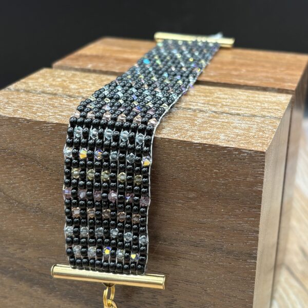 Swarovski Crystals on Black Bracelet by Nancy Leicht NAN262